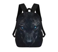 sinyumoney 4Girls Black Wolf with Blue Eyes Backpack 3D Printed Boy School Backpack Casual Daypack Lightweight Rucksack for Middle School Students 17inch