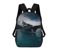 sinyumoney 4Girls Black Yacht Backpack 3D Printed Boy School Backpack Casual Daypack Lightweight Rucksack for Middle School Students 17inch
