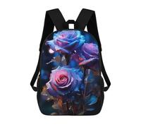sinyumoney 4Girls Blue And Purple Rose Backpack 3D Printed Boy School Backpack Casual Daypack Lightweight Rucksack for Middle School Students 17inch