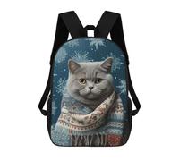 sinyumoney 4Girls Blue British Shorthair Backpack 3D Printed Boy School Backpack Casual Daypack Lightweight Rucksack for Middle School Students 17inch