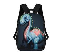 sinyumoney 4Girls Blue Dinosaur with Heart Backpack 3D Printed Boy School Backpack Casual Daypack Lightweight Rucksack for Middle School Students 17inch