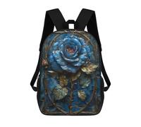 sinyumoney 4Girls Blue Gothic Rose Backpack 3D Printed Boy School Backpack Casual Daypack Lightweight Rucksack for Middle School Students 17inch