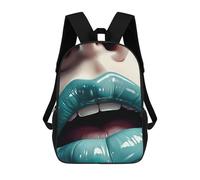 sinyumoney 4Girls Blue Lips Fashion Backpack 3D Printed Boy School Backpack Casual Daypack Lightweight Rucksack for Middle School Students 17inch