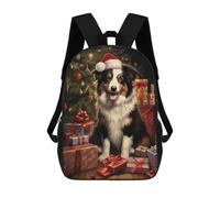 sinyumoney 4Girls Border Collie Xmas Backpack 3D Printed Boy School Backpack Casual Daypack Lightweight Rucksack for Middle School Students 17inch