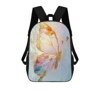 sinyumoney 4Girls Butterfly Gold Decor Backpack 3D Printed Boy School Backpack Casual Daypack Lightweight Rucksack for Middle School Students 17inch