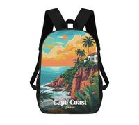 sinyumoney 4Girls Cape Coast Ghana Travel Backpack 3D Printed Boy School Backpack Casual Daypack Lightweight Rucksack for Middle School Students 17inch