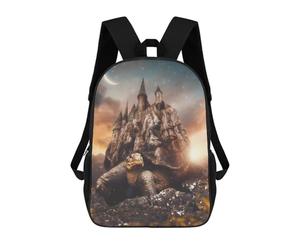 sinyumoney 4Girls Castle on Turtle's Back Backpack 3D Printed Boy School Backpack Casual Daypack Lightweight Rucksack for Middle School Students 17inch
