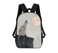 sinyumoney 4Girls Cat And Moon Digital Painting Backpack 3D Printed Boy School Backpack Casual Daypack Lightweight Rucksack for Middle School Students 17inch