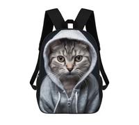 sinyumoney 4Girls Cat in Hoodie Backpack 3D Printed Boy School Backpack Casual Daypack Lightweight Rucksack for Middle School Students 17inch