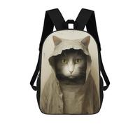 sinyumoney 4Girls Cat in Raincoat Portrait Backpack 3D Printed Boy School Backpack Casual Daypack Lightweight Rucksack for Middle School Students 17inch