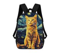 sinyumoney 4Girls Cat in Starry Night Backpack 3D Printed Boy School Backpack Casual Daypack Lightweight Rucksack for Middle School Students 17inch