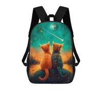 sinyumoney 4Girls Cats Watching Shooting Star Backpack 3D Printed Boy School Backpack Casual Daypack Lightweight Rucksack for Middle School Students 17inch