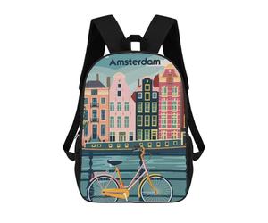 sinyumoney 4Girls Charming Amsterdam Backpack 3D Printed Boy School Backpack Casual Daypack Lightweight Rucksack for Middle School Students 17inch