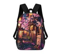 sinyumoney 4Girls Cherry Blossom Back Alley Backpack 3D Printed Boy School Backpack Casual Daypack Lightweight Rucksack for Middle School Students 17inch