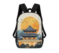 sinyumoney 4Girls Chinese Temple Sunset Backpack 3D Printed Boy School Backpack Casual Daypack Lightweight Rucksack for Middle School Students 17inch