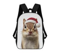 sinyumoney 4Girls Chipmunk with Santa Hat Backpack 3D Printed Boy School Backpack Casual Daypack Lightweight Rucksack for Middle School Students 17inch