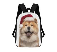 sinyumoney 4Girls Chow Chow Dog with Santa Hat Backpack 3D Printed Boy School Backpack Casual Daypack Lightweight Rucksack for Middle School Students 17inch
