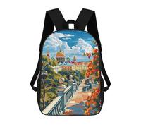 sinyumoney 4Girls Cityscape with Cathedral And Autumn Foliage Backpack 3D Printed Boy School Backpack Casual Daypack Lightweight Rucksack for Middle School Students 17inch