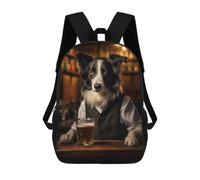 sinyumoney 4Girls Collie Dog in The Pub Backpack 3D Printed Boy School Backpack Casual Daypack Lightweight Rucksack for Middle School Students 17inch