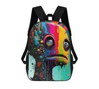 sinyumoney 4Girls Colorful Abstract Face Artwork Backpack 3D Printed Boy School Backpack Casual Daypack Lightweight Rucksack for Middle School Students 17inch