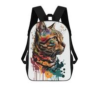sinyumoney 4Girls Colorful Cat Portrait-8 Backpack 3D Printed Boy School Backpack Casual Daypack Lightweight Rucksack for Middle School Students 17inch