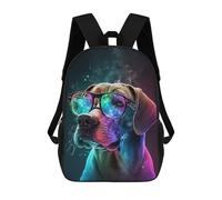 sinyumoney 4Girls Colorful Dog Glasses Art Backpack 3D Printed Boy School Backpack Casual Daypack Lightweight Rucksack for Middle School Students 17inch