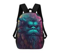 sinyumoney 4Girls Colorful Fantasy Beast Portrait Backpack 3D Printed Boy School Backpack Casual Daypack Lightweight Rucksack for Middle School Students 17inch