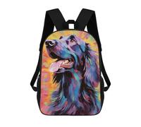 sinyumoney 4Girls Colorful Flatcoated Dog Backpack 3D Printed Boy School Backpack Casual Daypack Lightweight Rucksack for Middle School Students 17inch