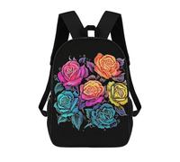 sinyumoney 4Girls Colorful Flowers Backpack 3D Printed Boy School Backpack Casual Daypack Lightweight Rucksack for Middle School Students 17inch