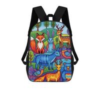 sinyumoney 4Girls Colorful Forest Animals Illustration Backpack 3D Printed Boy School Backpack Casual Daypack Lightweight Rucksack for Middle School Students 17inch