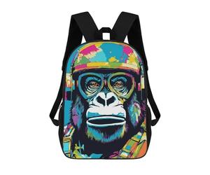 sinyumoney 4Girls Colorful Gorilla Pilot Portrait Backpack 3D Printed Boy School Backpack Casual Daypack Lightweight Rucksack for Middle School Students 17inch