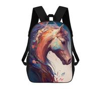 sinyumoney 4Girls Colorful Horse Portrait Backpack 3D Printed Boy School Backpack Casual Daypack Lightweight Rucksack for Middle School Students 17inch