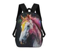 sinyumoney 4Girls Colorful Powdered Horse Backpack 3D Printed Boy School Backpack Casual Daypack Lightweight Rucksack for Middle School Students 17inch
