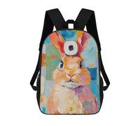 sinyumoney 4Girls Colorful Rabbit Painting Backpack 3D Printed Boy School Backpack Casual Daypack Lightweight Rucksack for Middle School Students 17inch