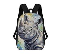 sinyumoney 4Girls Colorful Rhino Painting Backpack 3D Printed Boy School Backpack Casual Daypack Lightweight Rucksack for Middle School Students 17inch