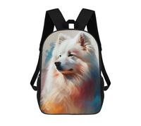 sinyumoney 4Girls Colorful Samoyed Portrait Backpack 3D Printed Boy School Backpack Casual Daypack Lightweight Rucksack for Middle School Students 17inch