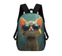 sinyumoney 4Girls Cool Cat in Sunglasses Backpack 3D Printed Boy School Backpack Casual Daypack Lightweight Rucksack for Middle School Students 17inch