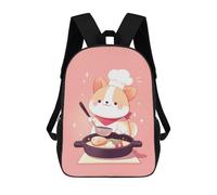 sinyumoney 4Girls Corgi Cooking for Kitchen Backpack 3D Printed Boy School Backpack Casual Daypack Lightweight Rucksack for Middle School Students 17inch