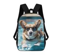 sinyumoney 4Girls Corgi Pool Swimming Funny Backpack 3D Printed Boy School Backpack Casual Daypack Lightweight Rucksack for Middle School Students 17inch
