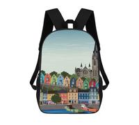 sinyumoney 4Girls Cork Travel Print Backpack 3D Printed Boy School Backpack Casual Daypack Lightweight Rucksack for Middle School Students 17inch