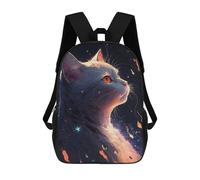 sinyumoney 4Girls Cosmic Feline Profile-1 Backpack 3D Printed Boy School Backpack Casual Daypack Lightweight Rucksack for Middle School Students 17inch
