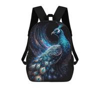 sinyumoney 4Girls Cosmic Peacock Backpack 3D Printed Boy School Backpack Casual Daypack Lightweight Rucksack for Middle School Students 17inch