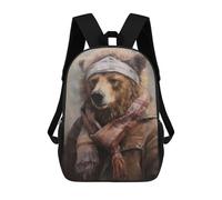 sinyumoney 4Girls Cozy Brown Bear Backpack 3D Printed Boy School Backpack Casual Daypack Lightweight Rucksack for Middle School Students 17inch