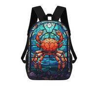 sinyumoney 4Girls Crab Glass Art Backpack 3D Printed Boy School Backpack Casual Daypack Lightweight Rucksack for Middle School Students 17inch