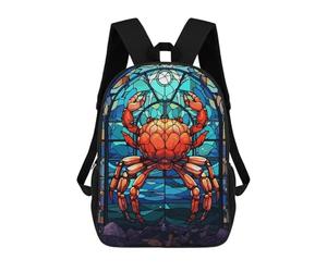 sinyumoney 4Girls Crab Glass Art Backpack 3D Printed Boy School Backpack Casual Daypack Lightweight Rucksack for Middle School Students 17inch