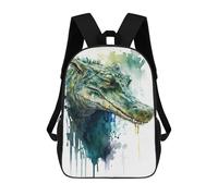 sinyumoney 4Girls Crocodile Watercolor Backpack 3D Printed Boy School Backpack Casual Daypack Lightweight Rucksack for Middle School Students 17inch