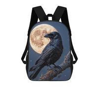 sinyumoney 4Girls Crow And Moon Backpack 3D Printed Boy School Backpack Casual Daypack Lightweight Rucksack for Middle School Students 17inch