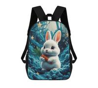 sinyumoney 4Girls Cute Bunny In A Dreamy Forest Backpack 3D Printed Boy School Backpack Casual Daypack Lightweight Rucksack for Middle School Students 17inch