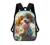 sinyumoney 4Girls Cute Dog with Ice Cream Backpack 3D Printed Boy School Backpack Casual Daypack Lightweight Rucksack for Middle School Students 17inch