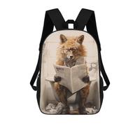 sinyumoney 4Girls Cute Fox on Toilet Backpack 3D Printed Boy School Backpack Casual Daypack Lightweight Rucksack for Middle School Students 17inch